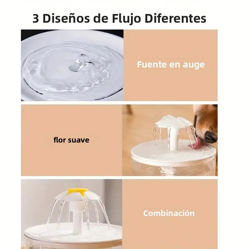 Fuente de Agua Automática para Mascotas – Diseño Floral
