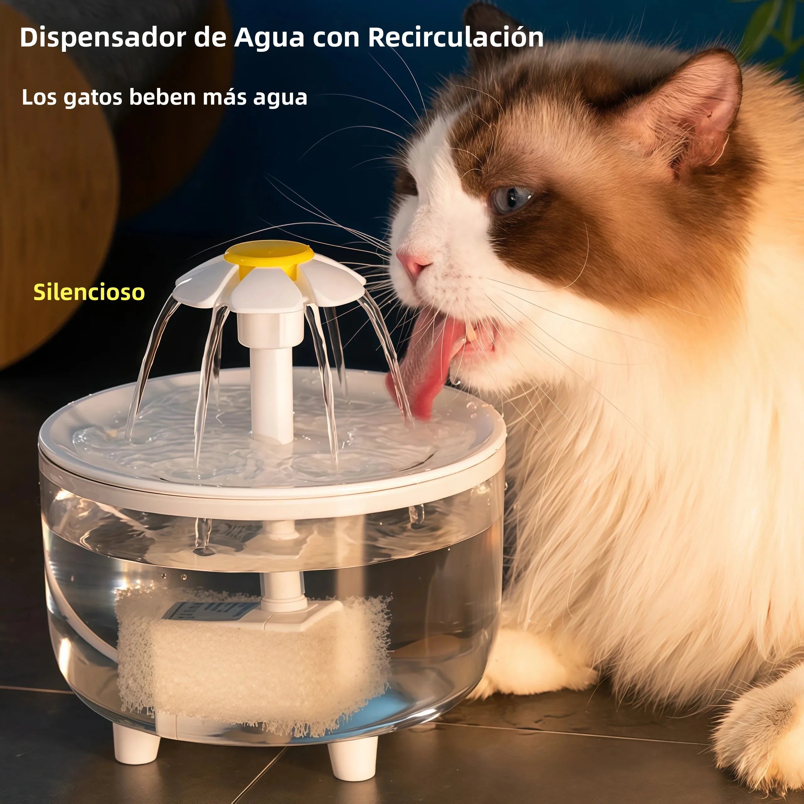 Fuente de Agua Automática para Mascotas – Diseño Floral